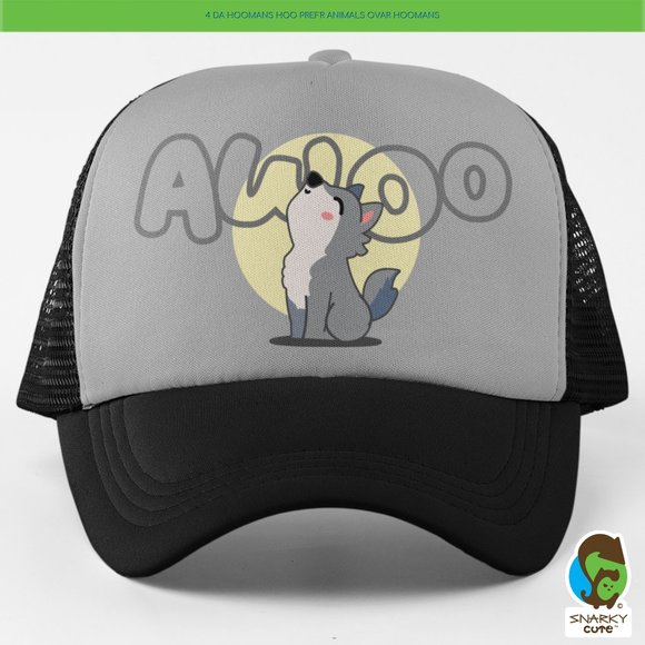 SnarkyCute Other - Awoo Wolf Dog Howl Foam Trucker Snapback Cap 2-COLOR BLACK GREY